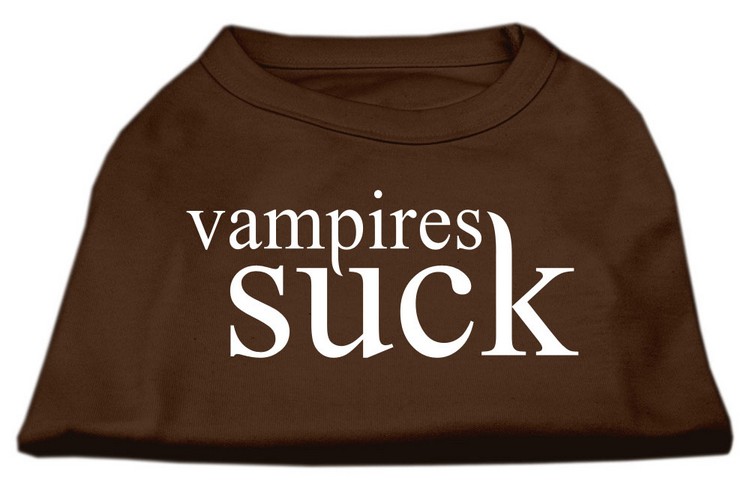 Vampires Suck Screen Print Shirt Brown XS